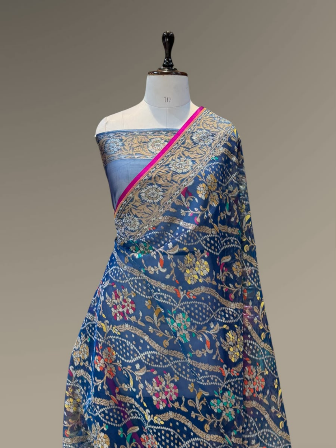 Banarasi Exclusive Ektara Kora JAMDANI Tilfi saree | Navy Blue