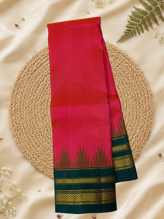 Handwoven Pure Gadwal Silk Saree  |  Blush Pink