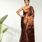 Tissue Silk Saree With Golden Wood Brown  - 010