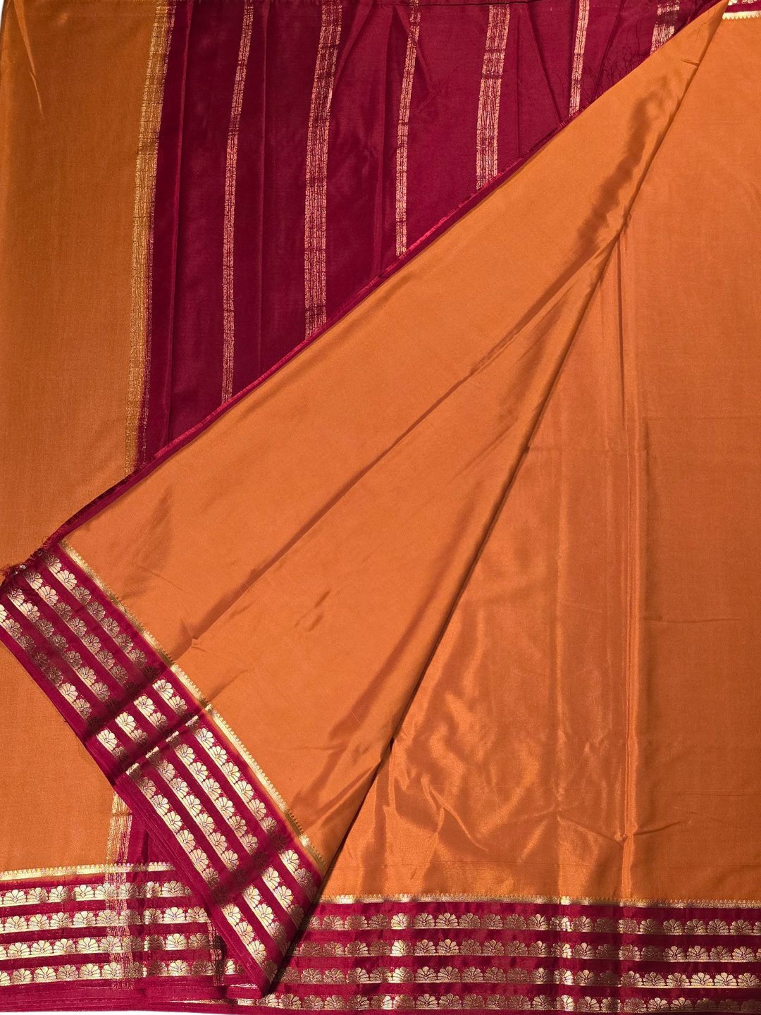 Classic Mysore Silk Saree  |  Carrot Orange