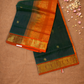 Handloom Korvai Silk Cotton Saree  |  Bottle Green
