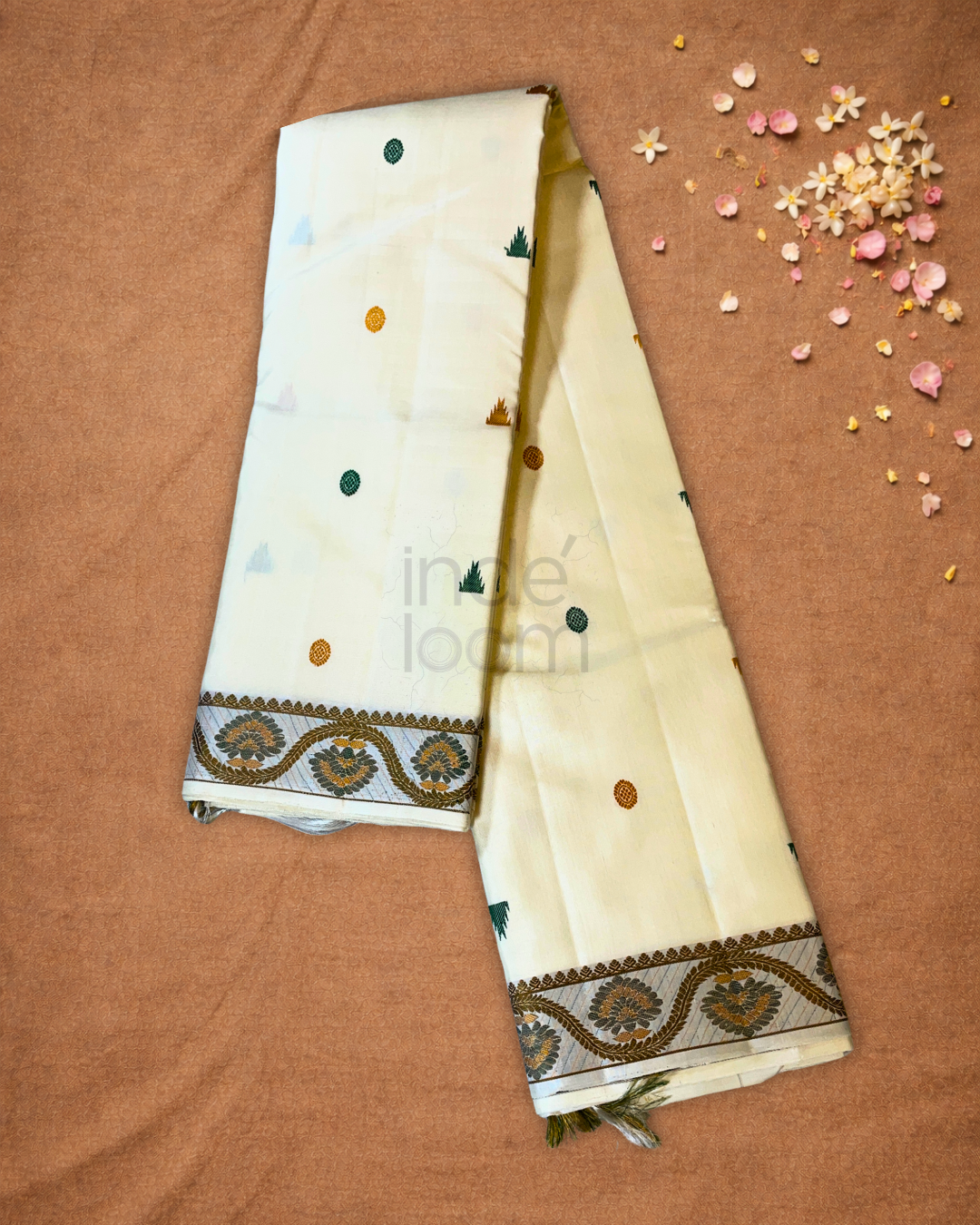 Silk Mark Certified Handloom Kanjivaram Silk Saree  |  Warm Ivory