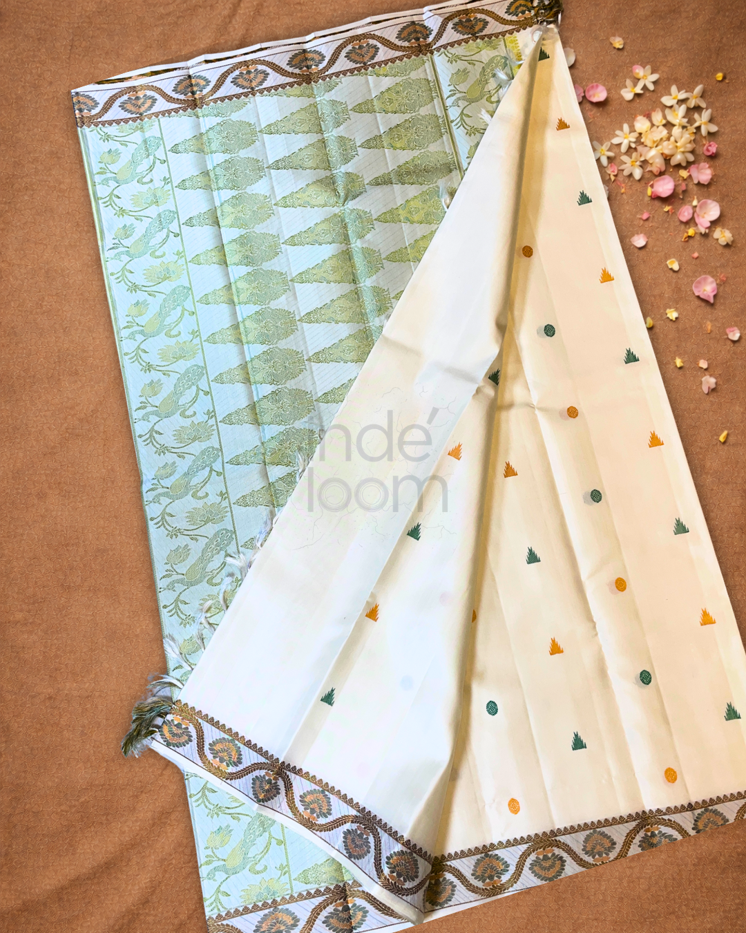 Silk Mark Certified Handloom Kanjivaram Silk Saree  |  Warm Ivory