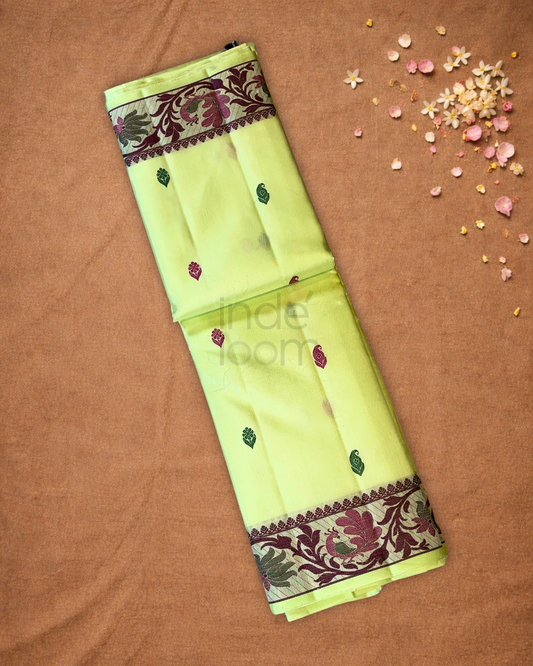 Silk Mark Certified Handloom Kanjivaram Silk Saree  |  Khaki Green