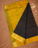 Pure Handloom Korvai Saree | Coal Black