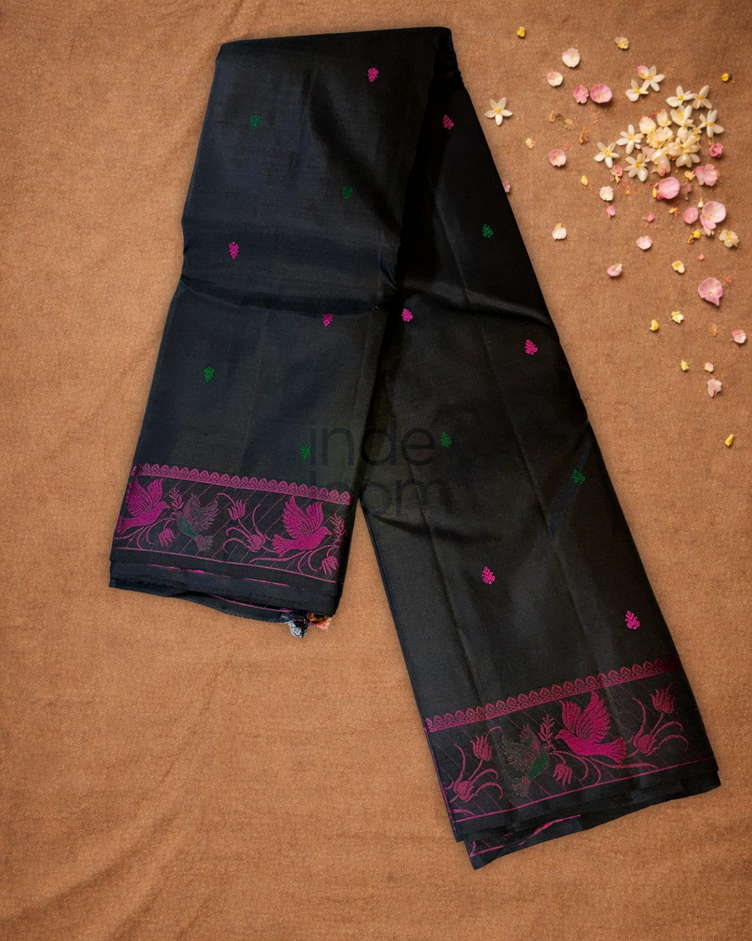 Silk Mark Certified Handloom Kanjivaram Silk Saree  |  Midnight Black