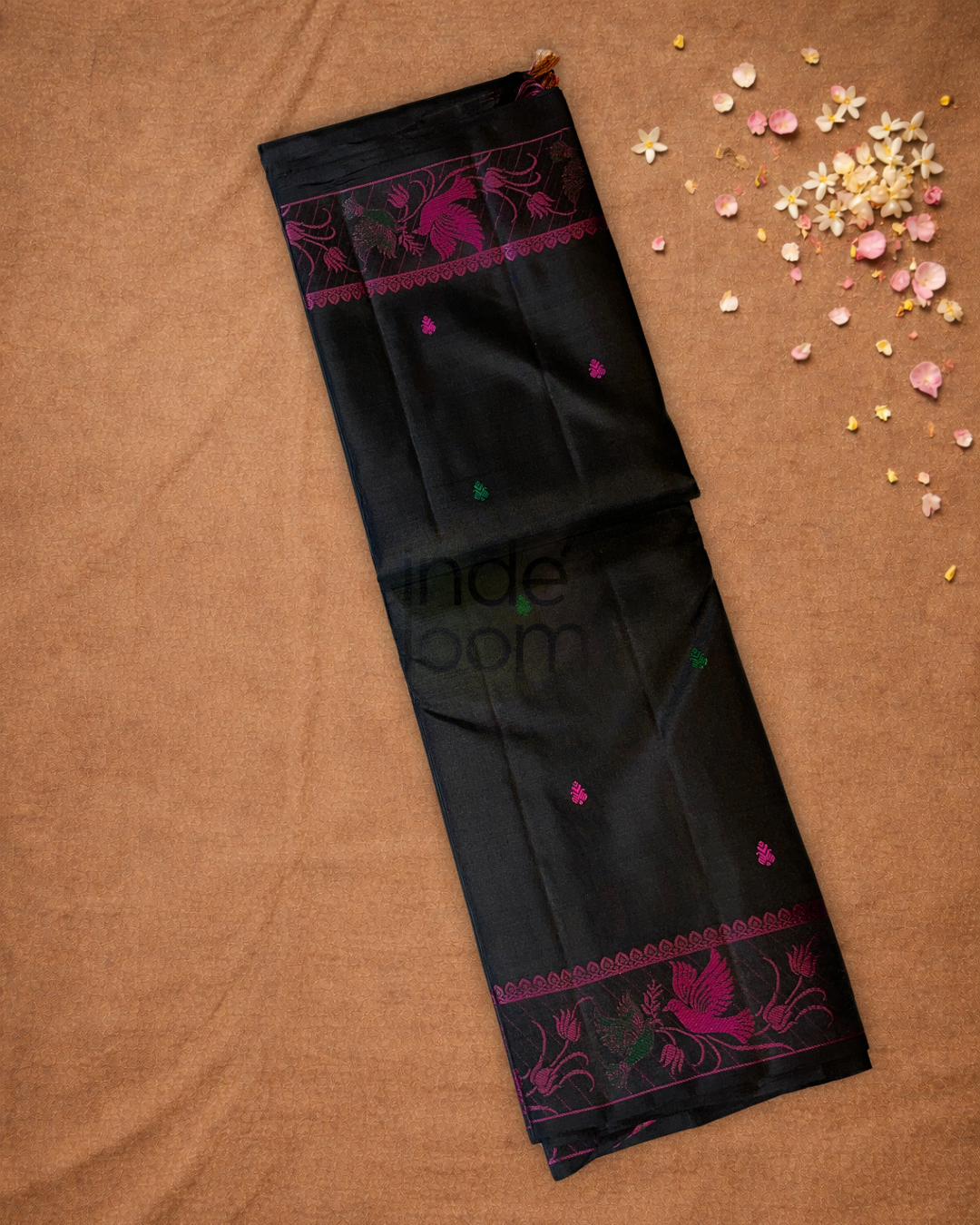 Silk Mark Certified Handloom Kanjivaram Silk Saree  |  Midnight Black