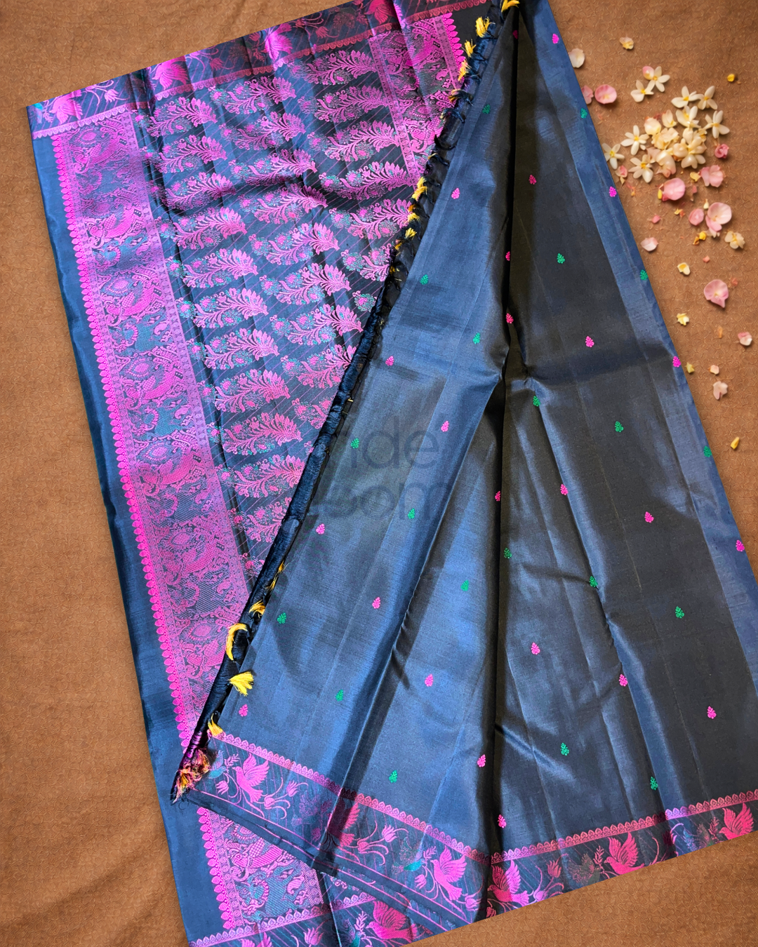 Silk Mark Certified Handloom Kanjivaram Silk Saree  |  Midnight Black