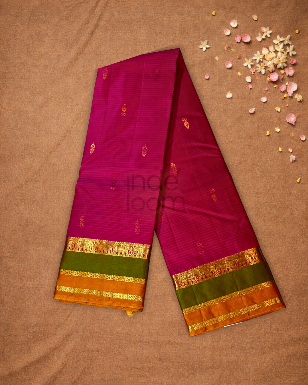Handloom Kanjivaram Silk Saree  |  Magenta Pink