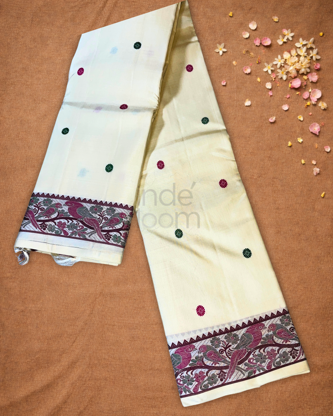 Silk Mark Certifed Handloom Kanjivaram Silk Saree  |  Cream Beige