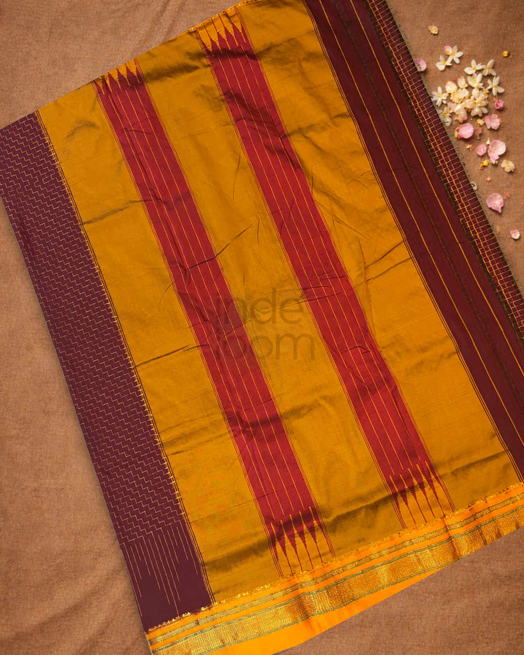 Traditional Ilkal Cotton Silk Viscose Saree  |  Wine Red