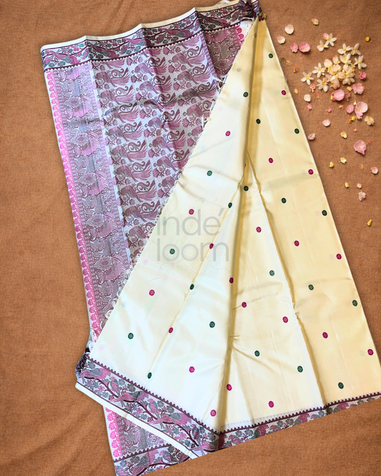 Silk Mark Certifed Handloom Kanjivaram Silk Saree  |  Cream Beige