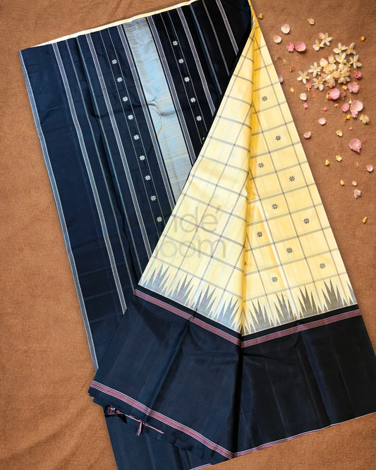 Silk Mark Certified Handloom Kanjivaram Silk Saree  |  Cream Beige