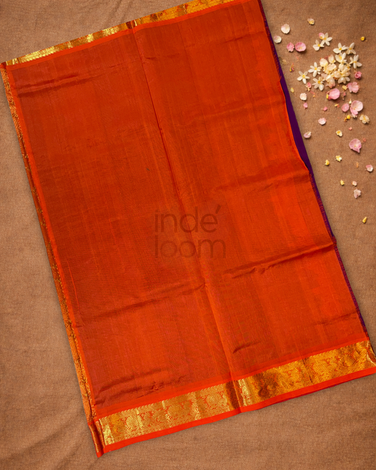 Handloom Korvai Silk Cotton Saree  |  Indigo Purple