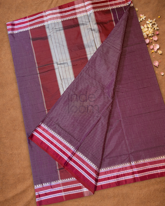 Traditional Ilkal Cotton Silk Viscose Saree  |  Berry Pink