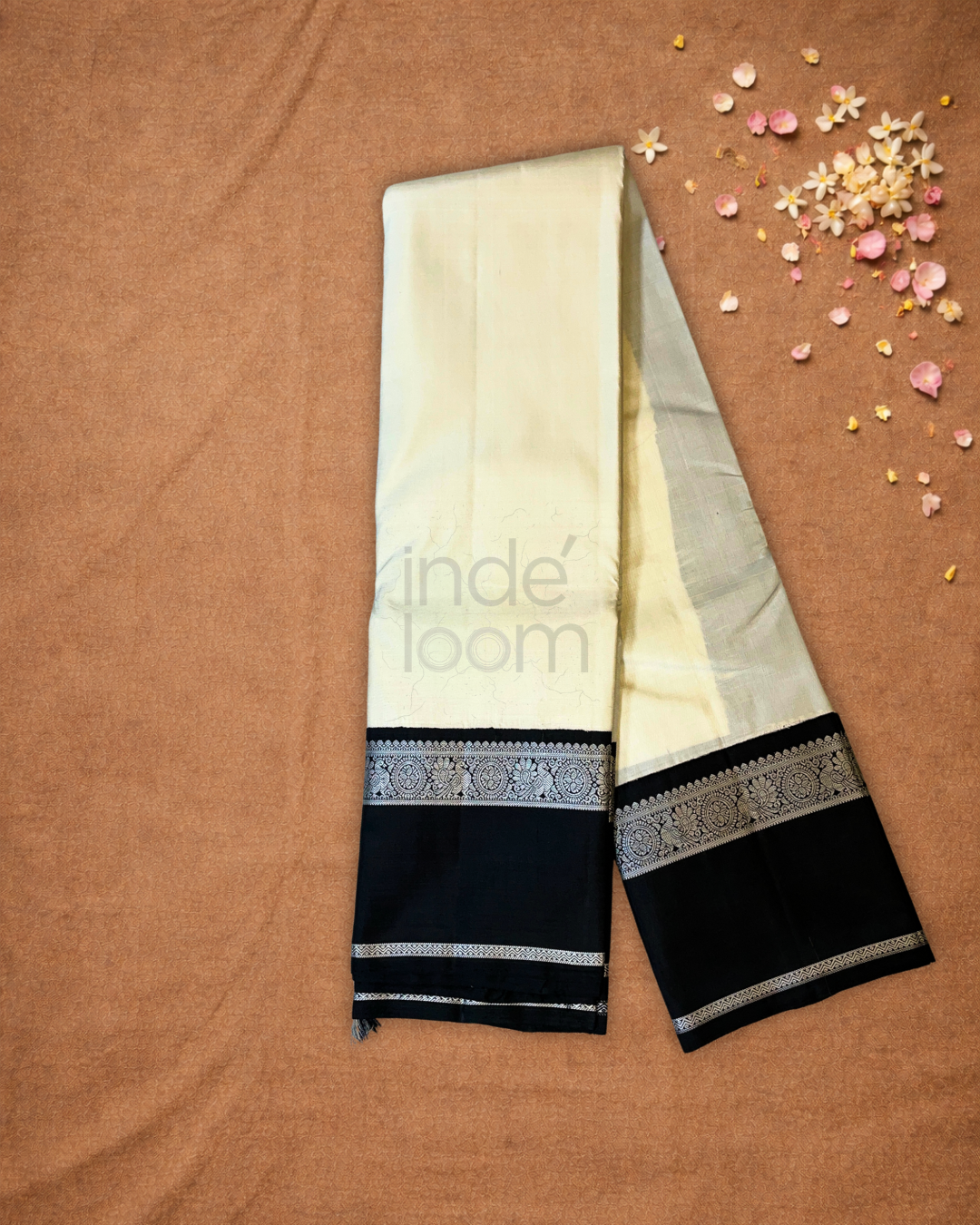 Silk Mark Certified Handloom Kanjivaram Silk Saree  |  Cream Beige