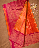 Silk Mark Certified Handloom Kanjivaram Silk Saree  |  Fire Orange