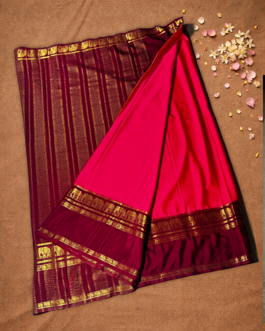 Mysore Silk Saree With Pink