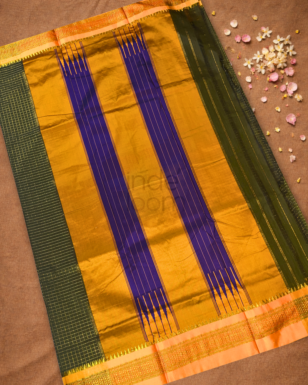 Traditional Ilkal Cotton Silk Viscose Saree  |  Army Green