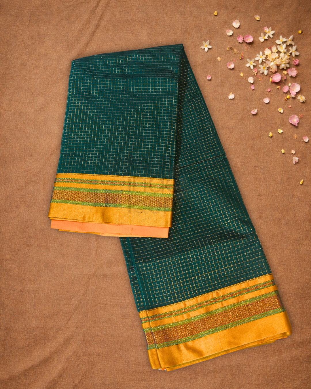 Traditional Ilkal Cotton Silk Viscose Saree  |  Deep Teal