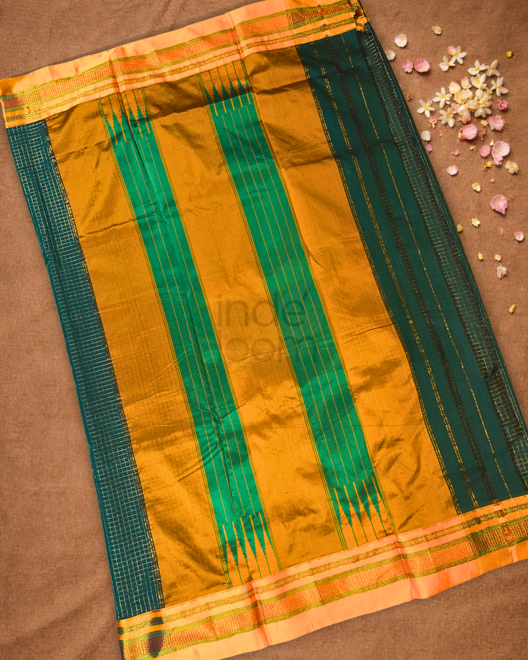 Traditional Ilkal Cotton Silk Viscose Saree  |  Deep Teal
