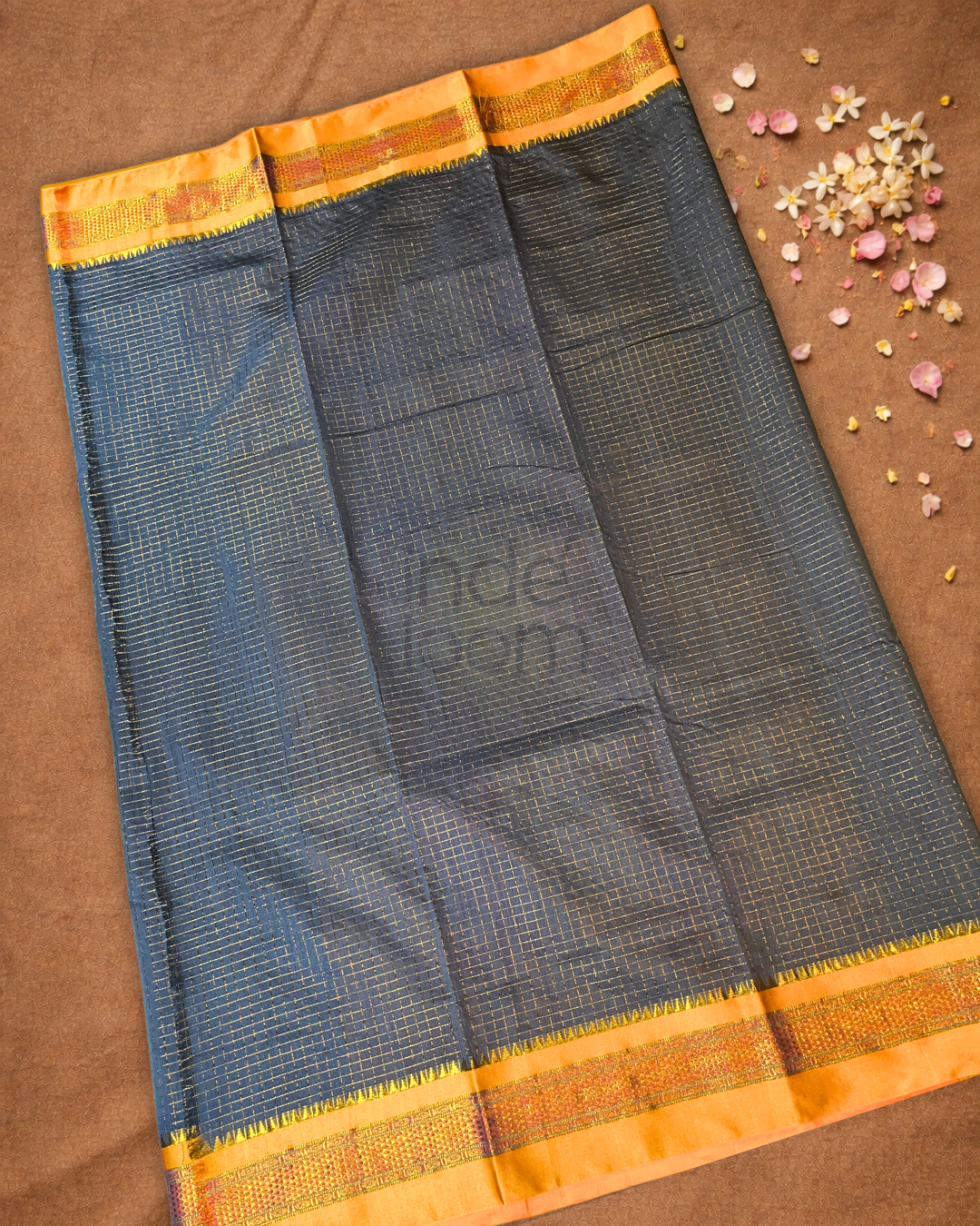 Traditional Ilkal Cotton Silk Viscose Saree  |  Slate Grey