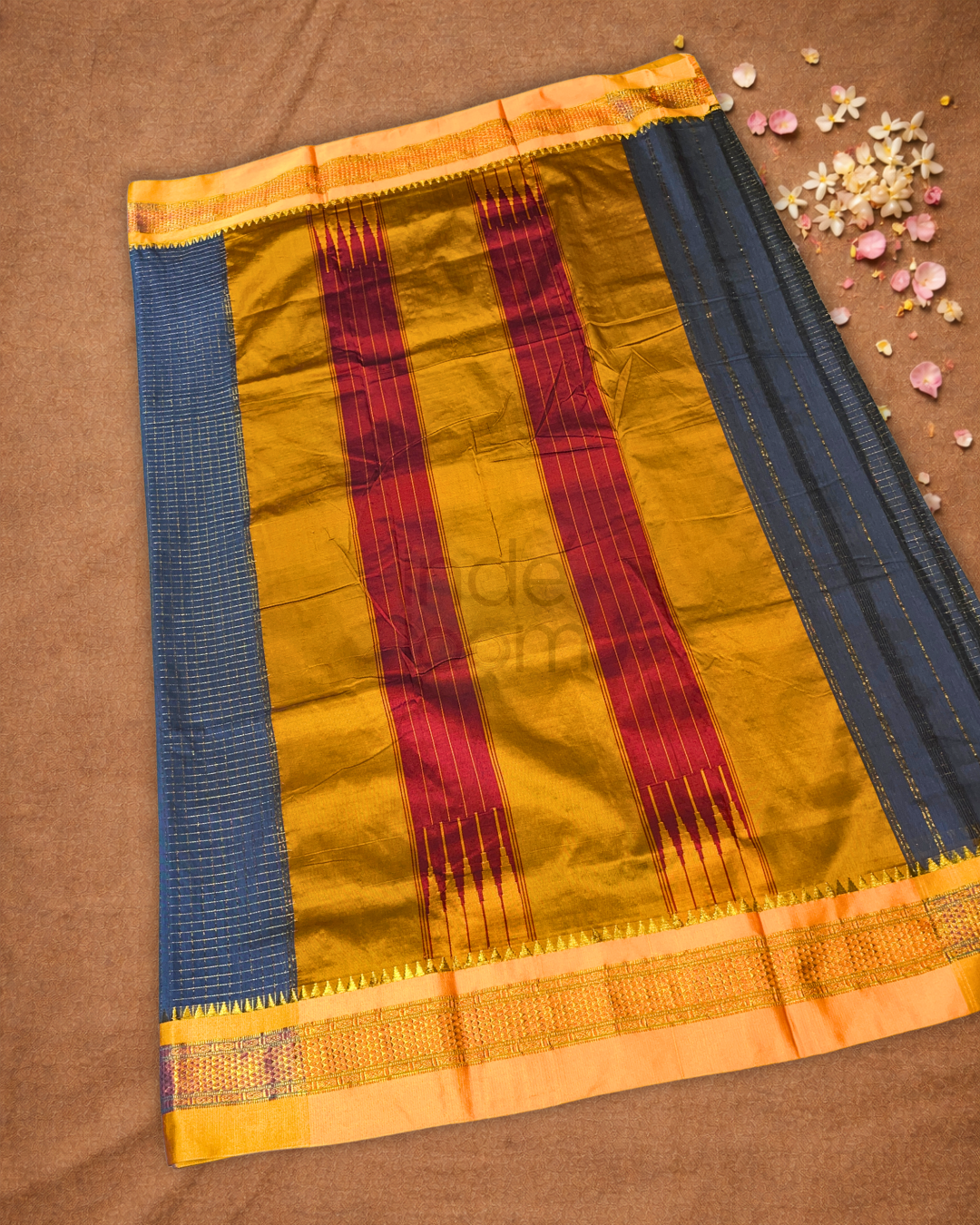 Traditional Ilkal Cotton Silk Viscose Saree  |  Slate Grey