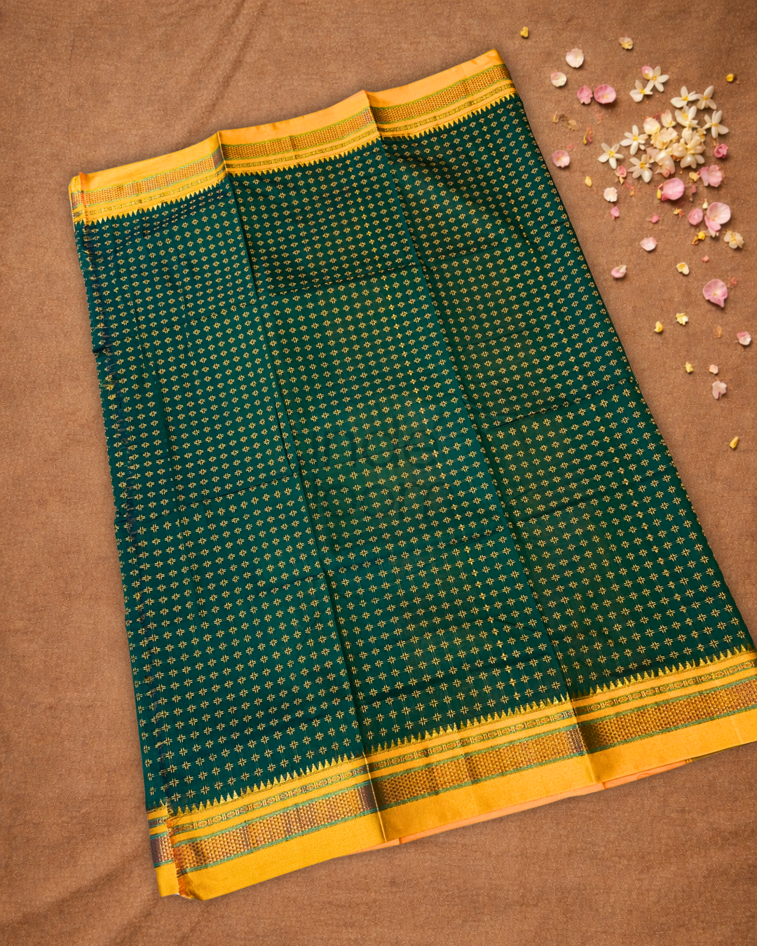 Traditional Ilkal Cotton Silk Viscose Saree  |  Deep Teal