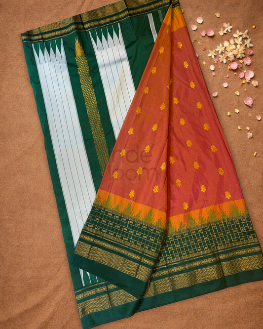 Ilkal Saree in Carrot Orange