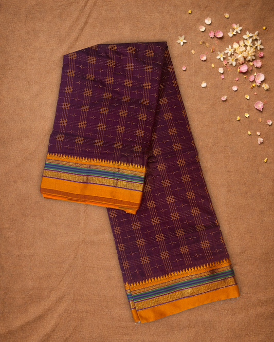 Traditional viscose Saree  |  Eggplant Purple