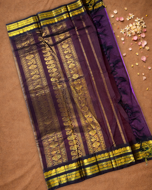 Pure Handloom Korvai Saree | Lavender Purple