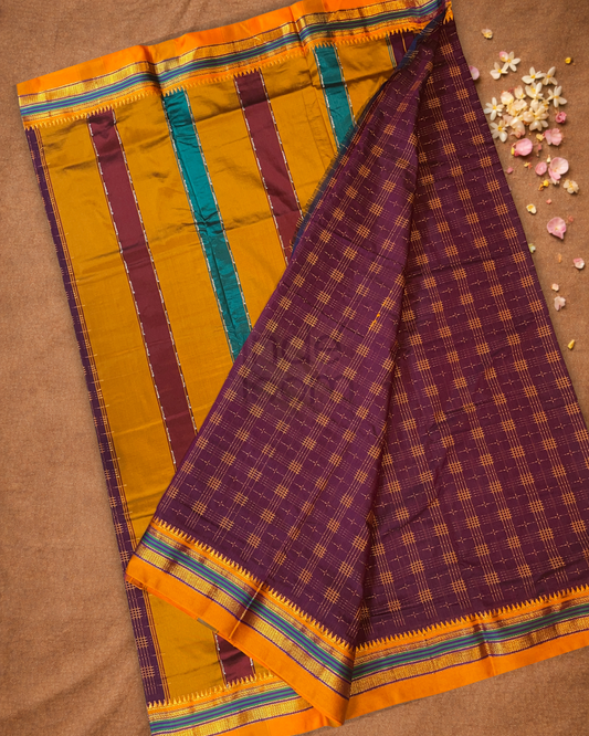 Traditional viscose Saree  |  Eggplant Purple