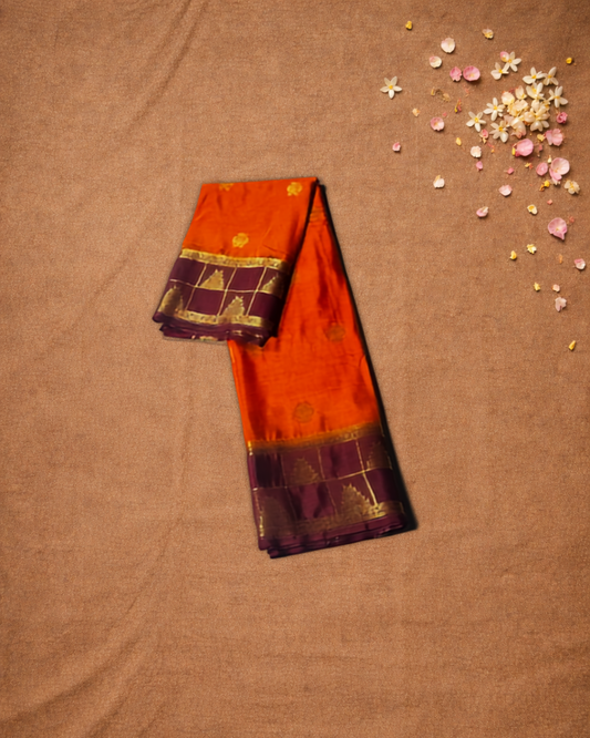 Mysore Silk Saree With Rust Orange
