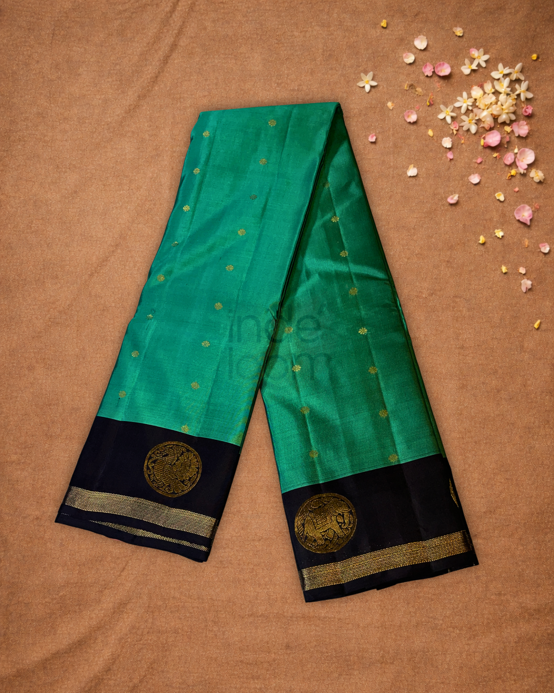 Handloom Kanjivaram Silk Saree  |  Peacock Teal