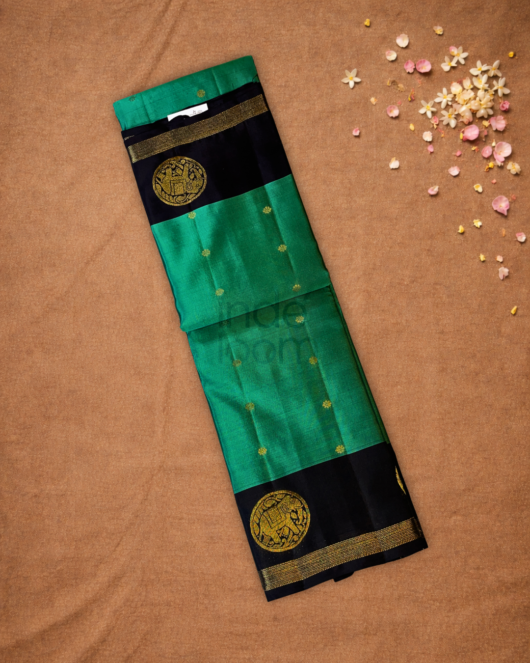Handloom Kanjivaram Silk Saree  |  Peacock Teal