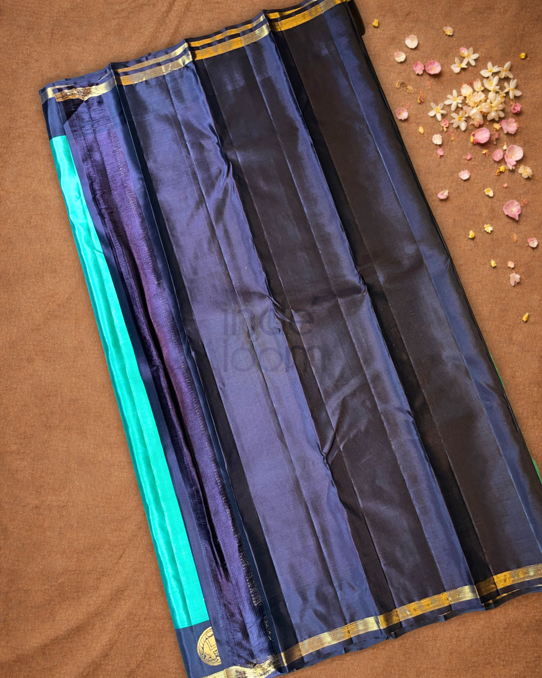 Handloom Kanjivaram Silk Saree  |  Peacock Teal