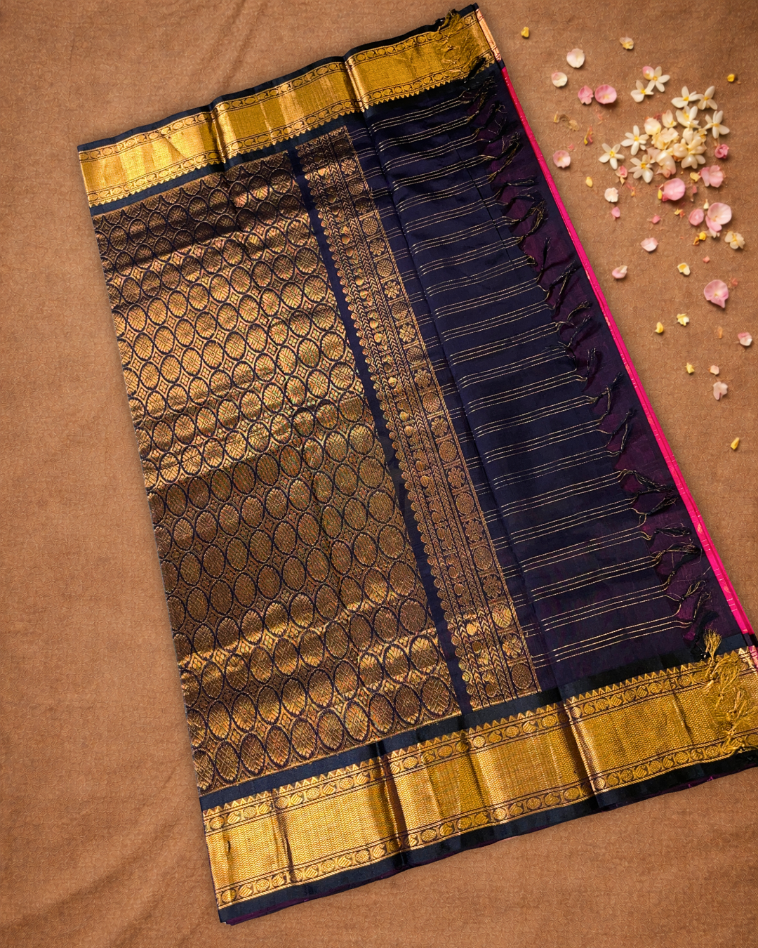 Pure Handloom Korvai Saree | Bright Pink