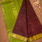 Handloom Korvai Silk Cotton Saree  |  Wine Red