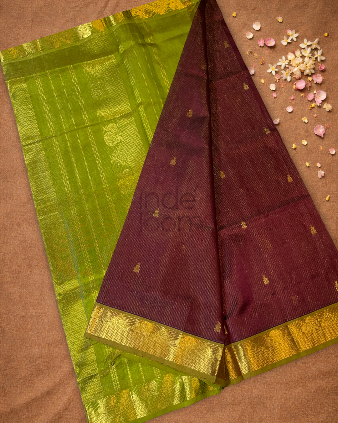 Handloom Korvai Silk Cotton Saree  |  Wine Red