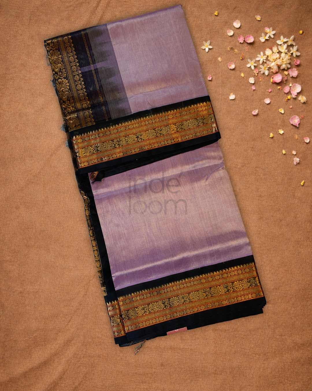 Handloom Korvai Silk Cotton Saree  |  Baby Pink