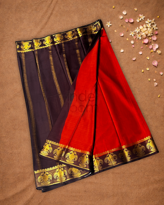 Mysore Silk Saree With Brick Orange
