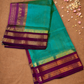 Handloom Korvai Silk Cotton Saree  |  Peacock Teal
