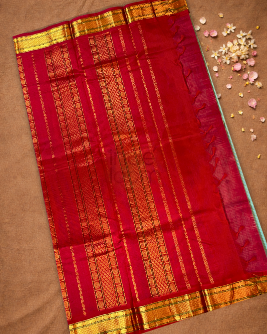 Pure Handloom Korvai Saree | Light Teal Green