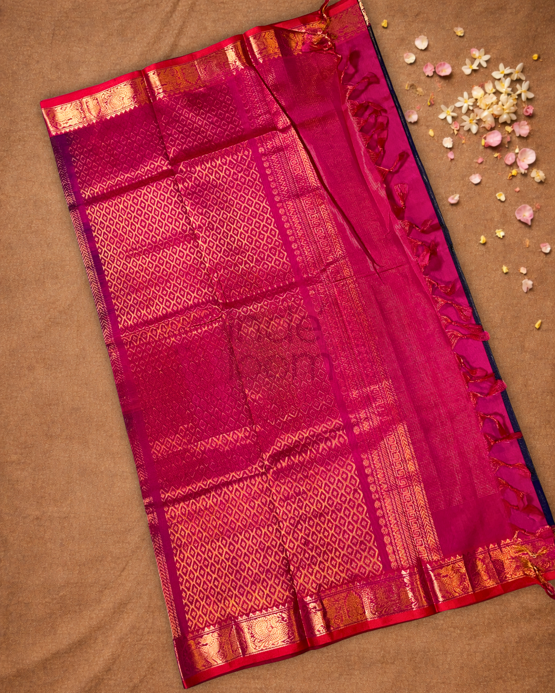 Pure Handloom Korvai Saree | Peacock Blue