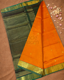 Pure Handloom Korvai Saree |  Fire Orange