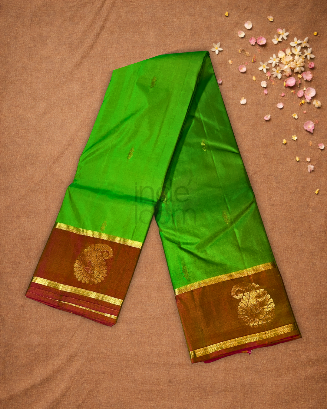 Handloom Kanjivaram Silk Saree  |  Lime Green