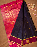 Handloom Kanjivaram Silk Saree  |  Eggplant Purple