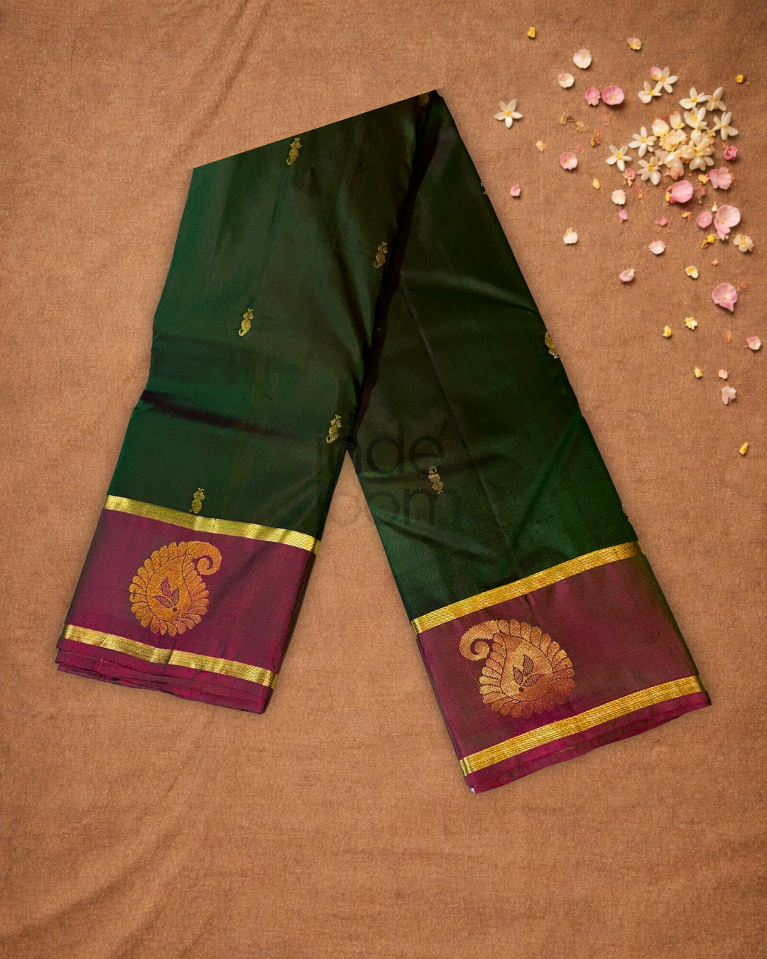 Silk Mark Certified Handloom silk Saree  |  Army Green