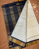 Handloom Korvai Silk Cotton Saree  |  Warm Ivory