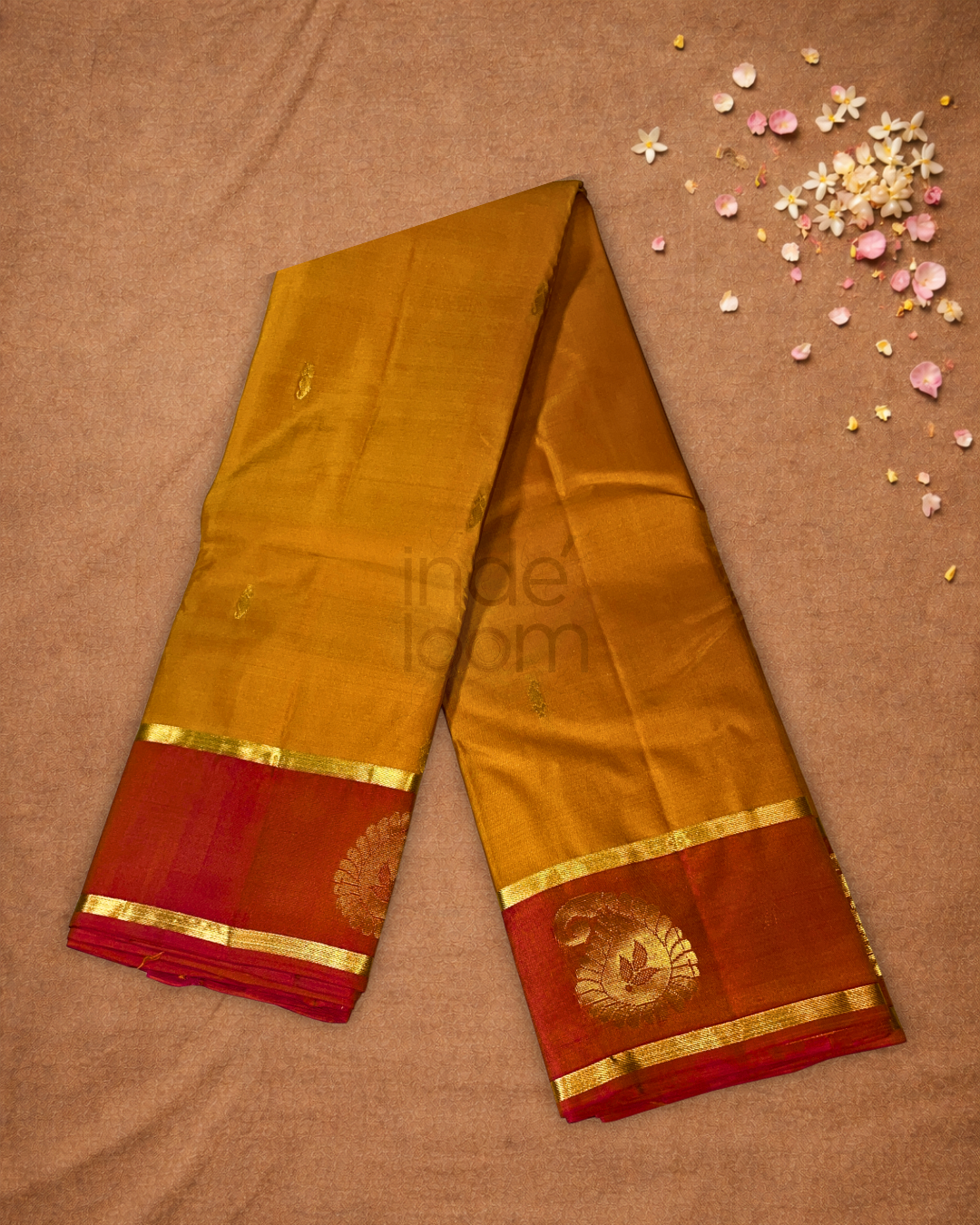 Handloom Kanjivaram Silk Saree  |  Mustard Yellow